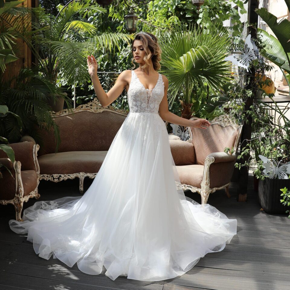 Rochie mireasa boho Georgette scaled 1