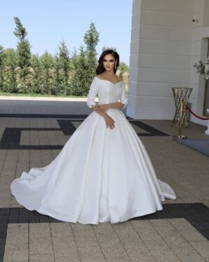 rochie de mireasa a line matase mikado avalanche