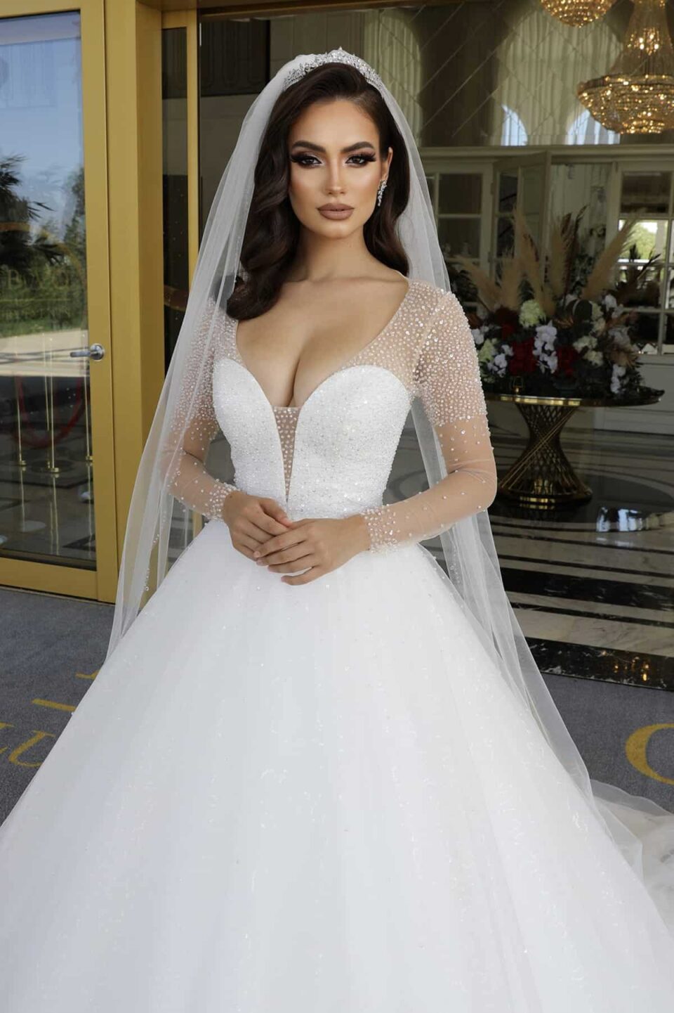 rochie de mireasa printesa cu pietre alizee