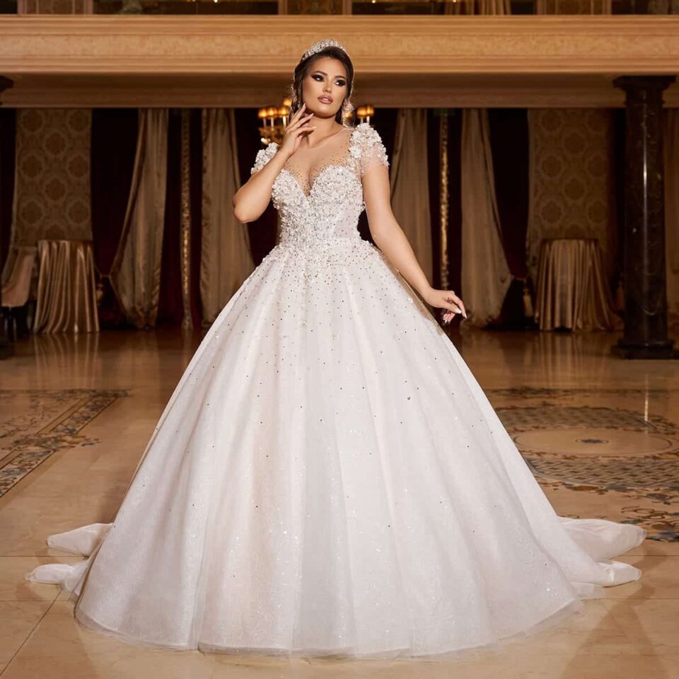 rochie de mireasa printesa cu pietre swarovsky atlas