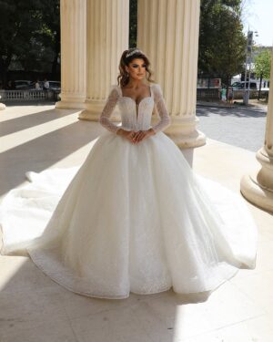 rochie de mireasa printesa cu sclipici si pietre 2024 altesse