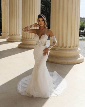 rochie de mireasa sirena cu pietre 2024 atena