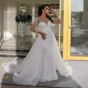 rochie de mireasa sirena cu trena amira