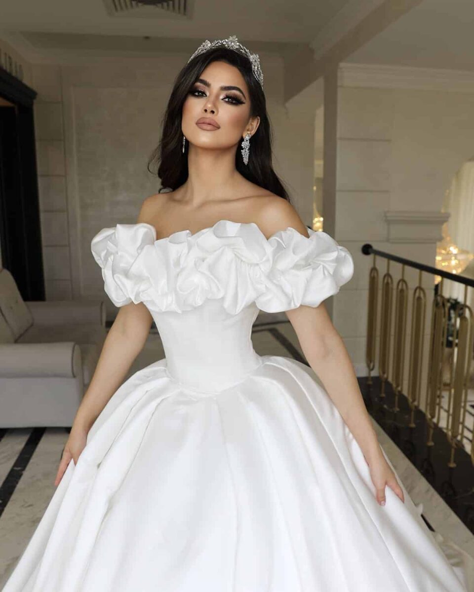 rochie mireasa tafta lux alba